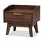Baxton Studio Lena Mid-Century Walnut Brown Finished 1-Drawer Wood Nightstand 157-9537 - alternate 1
